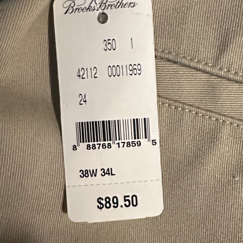 BROOKS BROTHERS ADVANTAGE CHINO WRINKLE FREE “CLARK” WAIST 38 LENGTH 34 NWT $89 - Picture 10 of 11